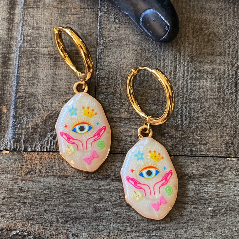 NEW Mystic Pearl Hoop Dangle Earrings